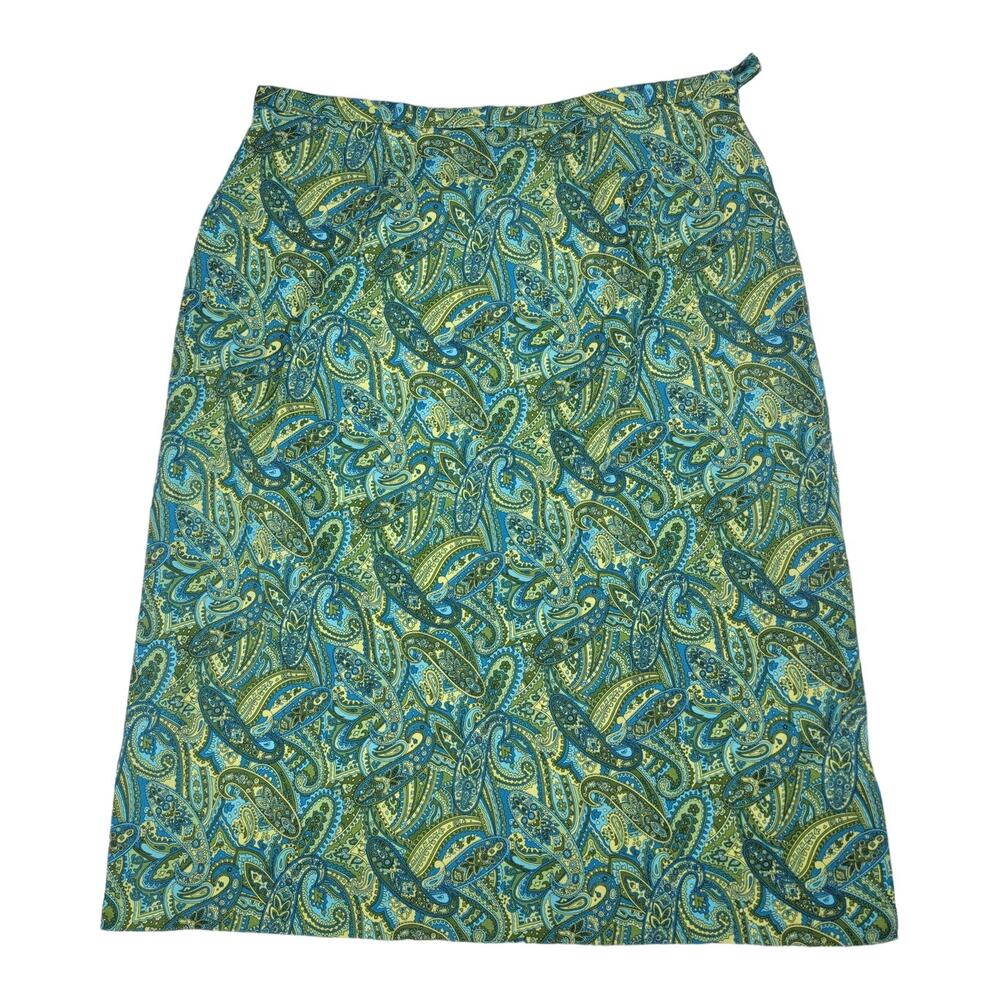 Paul Harris Designs Vintage Green Paisley‎ High Waisted Pencil Skirt- Size 8